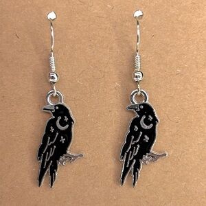 Black Crow Dangle Charm Earrings Fashion Jewelry